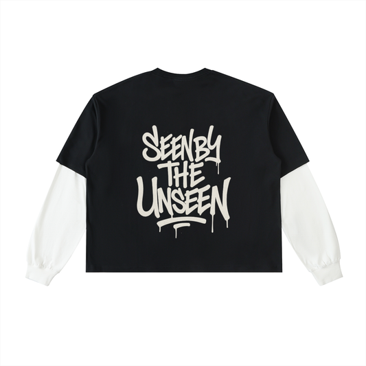 Layered Contrast Sleeve Cotton T-Shirt