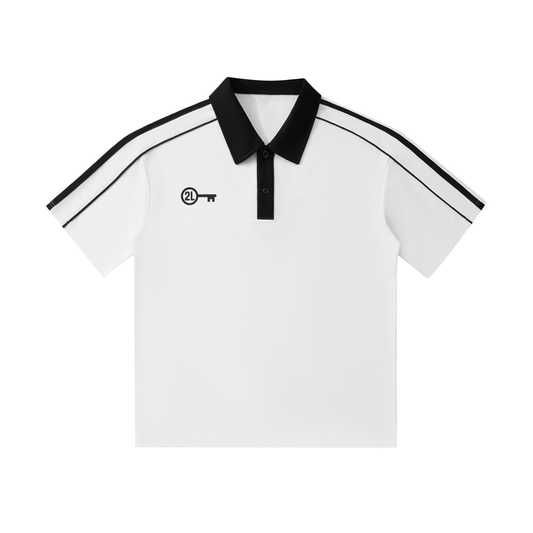 Contrast Collar Short-Sleeve Polo Shirt