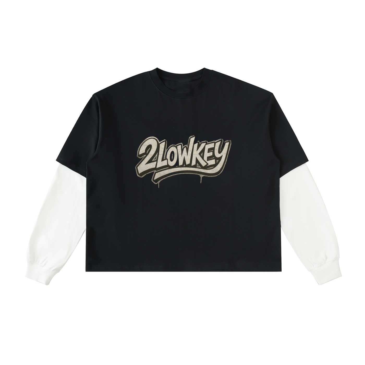 Layered Contrast Sleeve Cotton T-Shirt