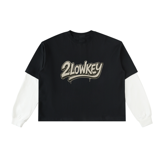 Layered Contrast Sleeve Cotton T-Shirt